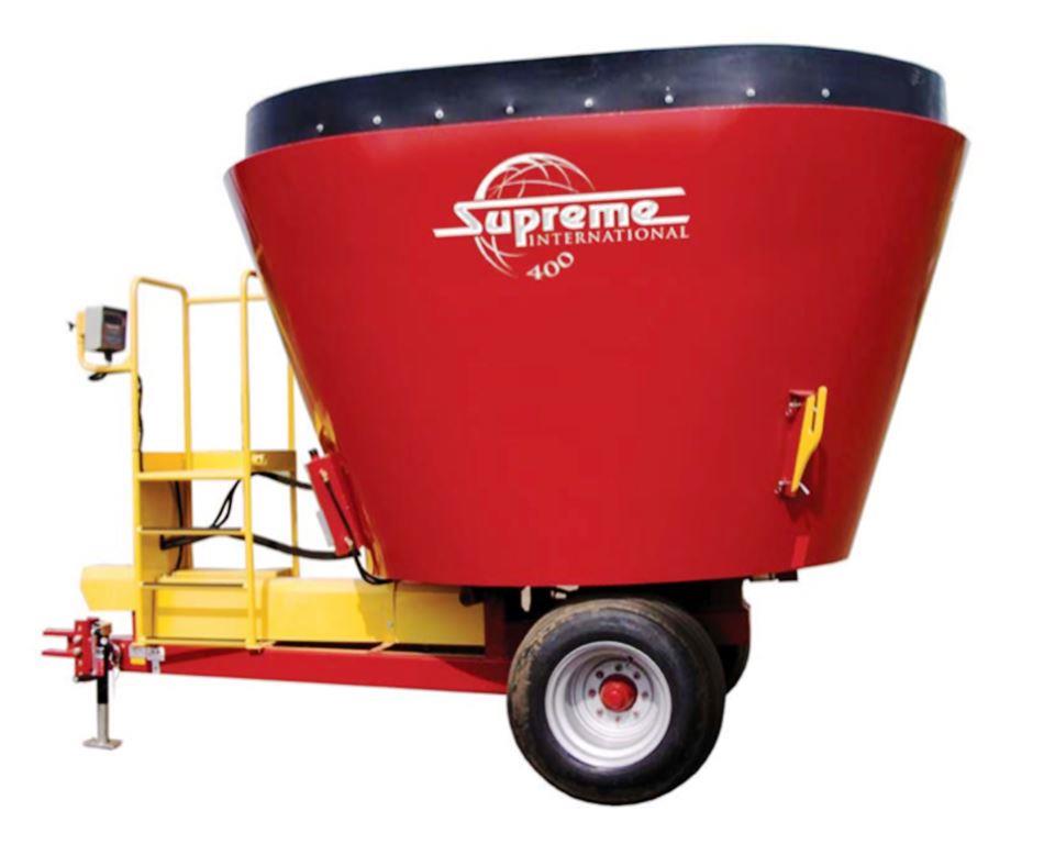 Specifications for Supreme 400 cattle feed mixer wagon